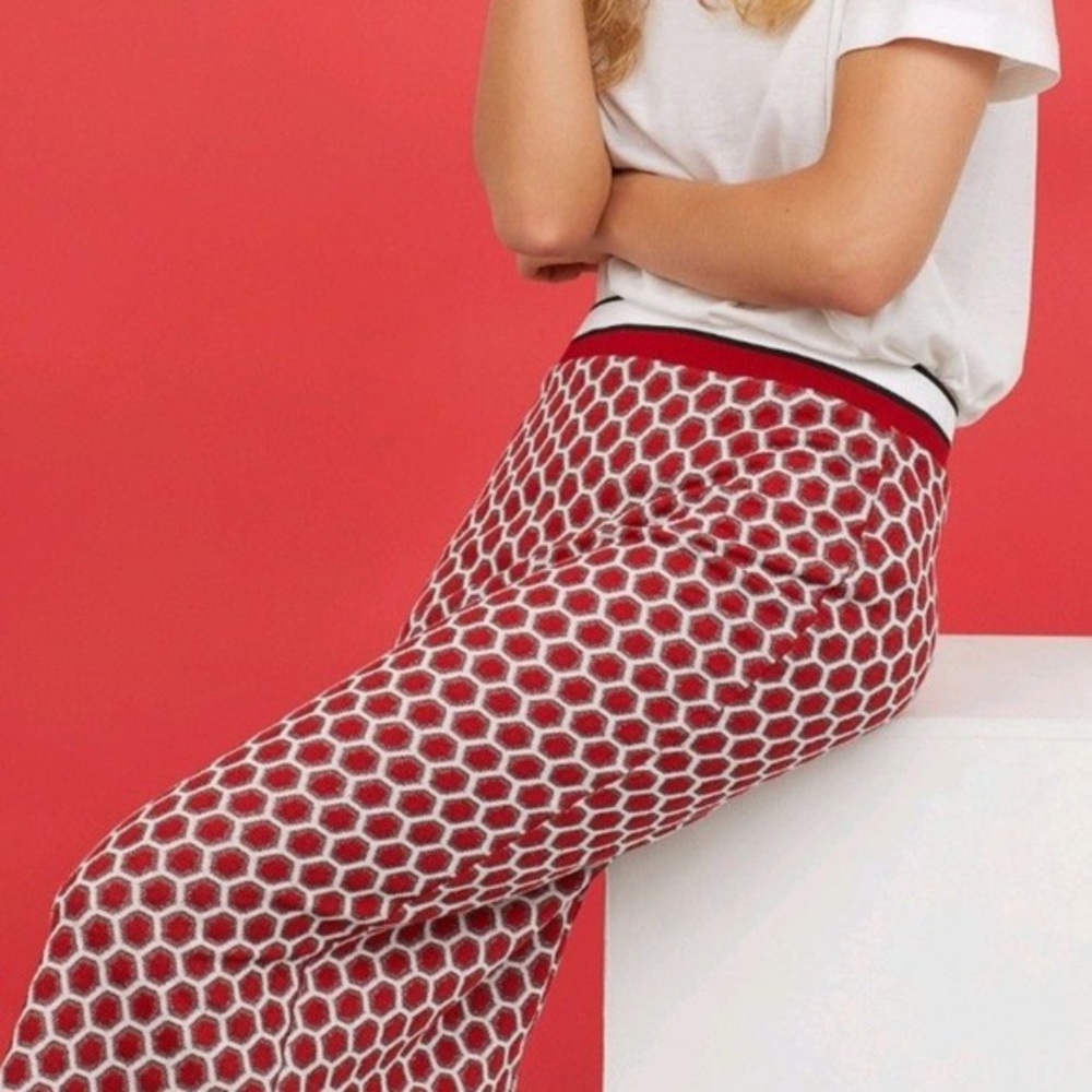 GB & Baker x H & M red geometric pencil skirt